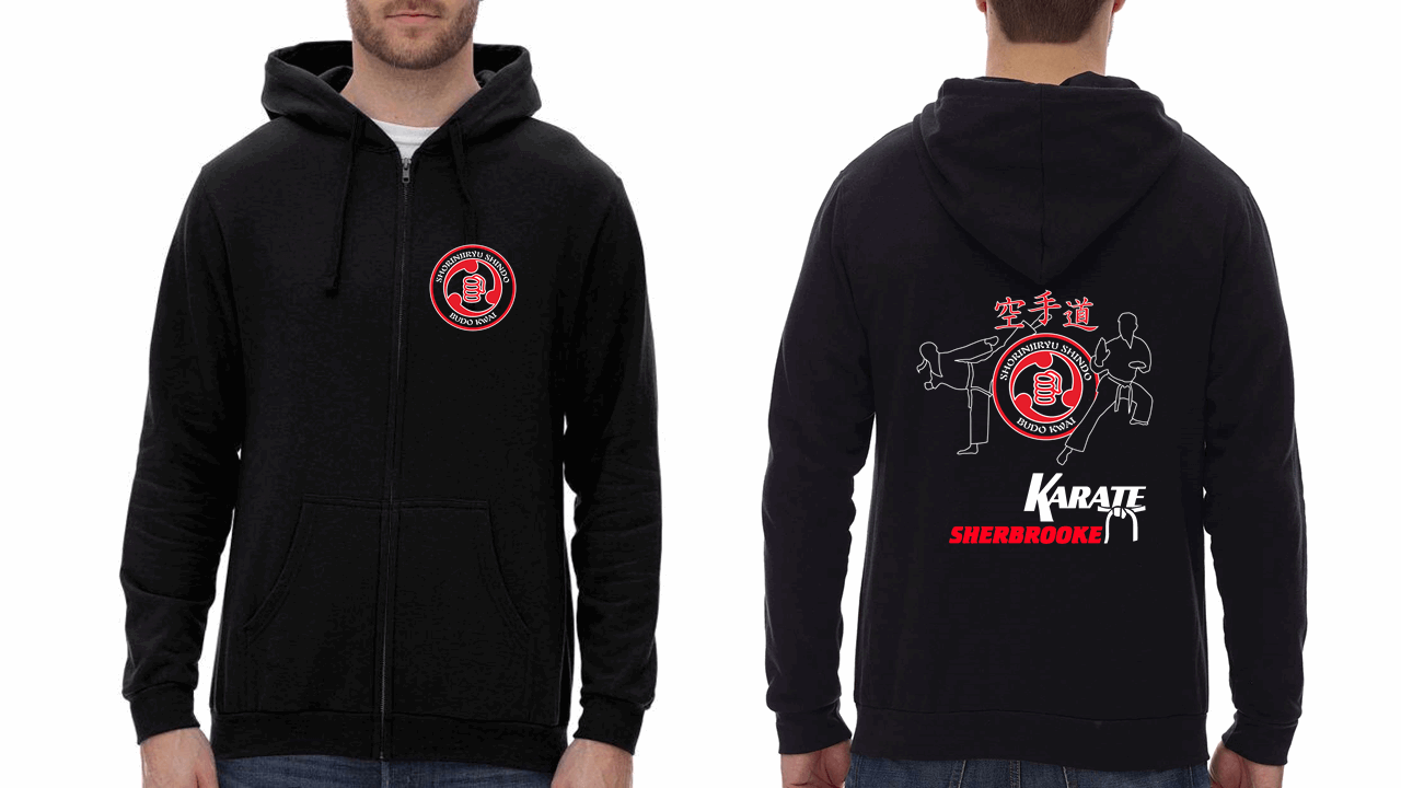 Coton ouaté ("hoodie") avec fermeture éclaire - Karaté Sherbrooke - 2 Karatékas contour