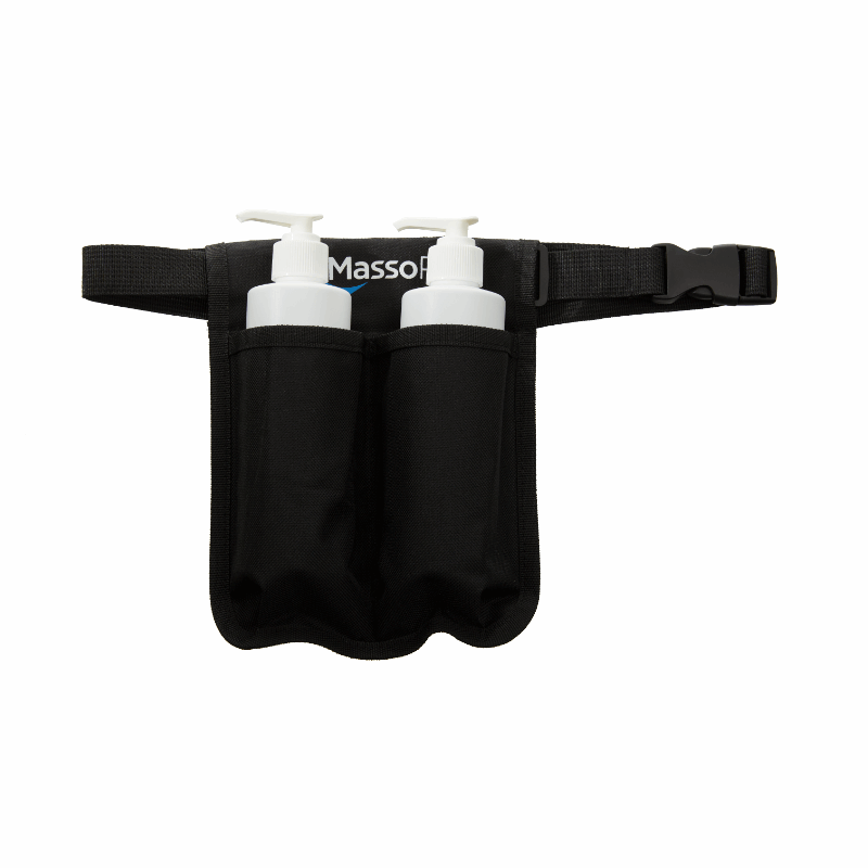 Ceinture de massage MassoPro incluant 2 bouteilles de 250ml avec pompes