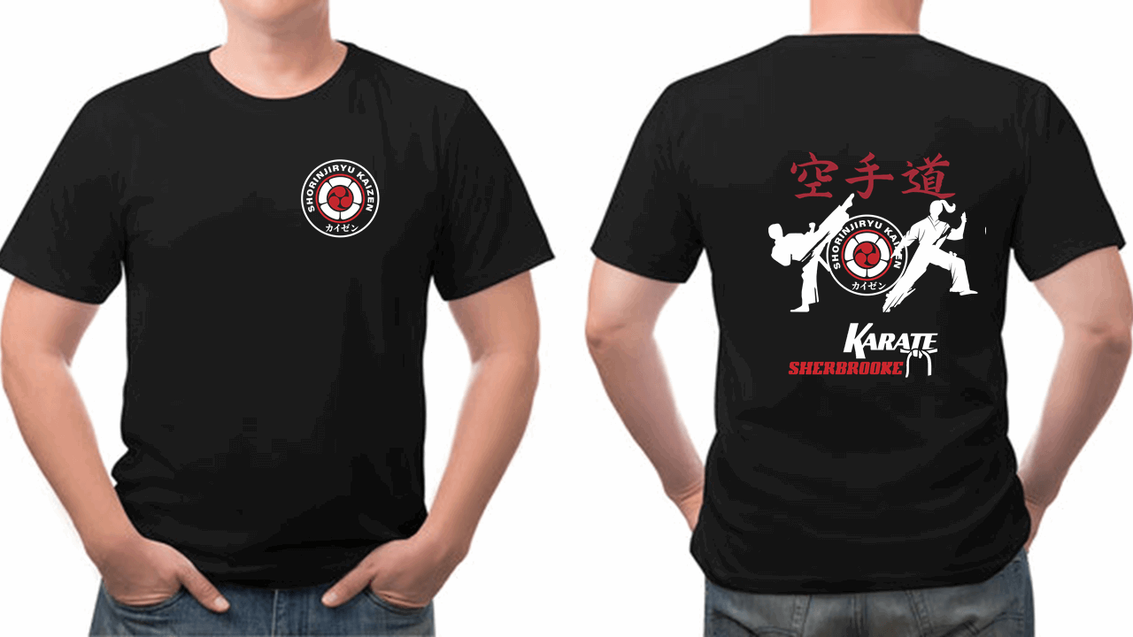 T-shirt noir - Modèle pour adultes (2 karatékas) - Shorinjiryu Kaizen